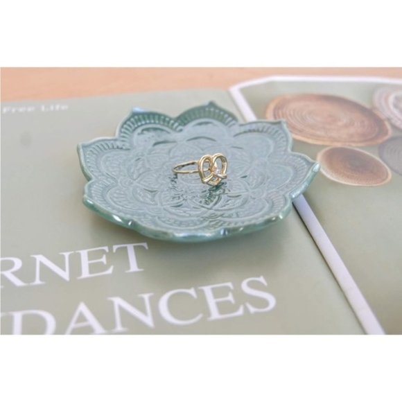 Indie Mandala Floral Boho Hamsa Jewelry Trinket Ring Dish Ceramic Key Holder - Picture 6 of 11
